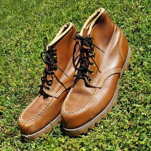 Vintage Thick Soled Brown Leather Work Boots